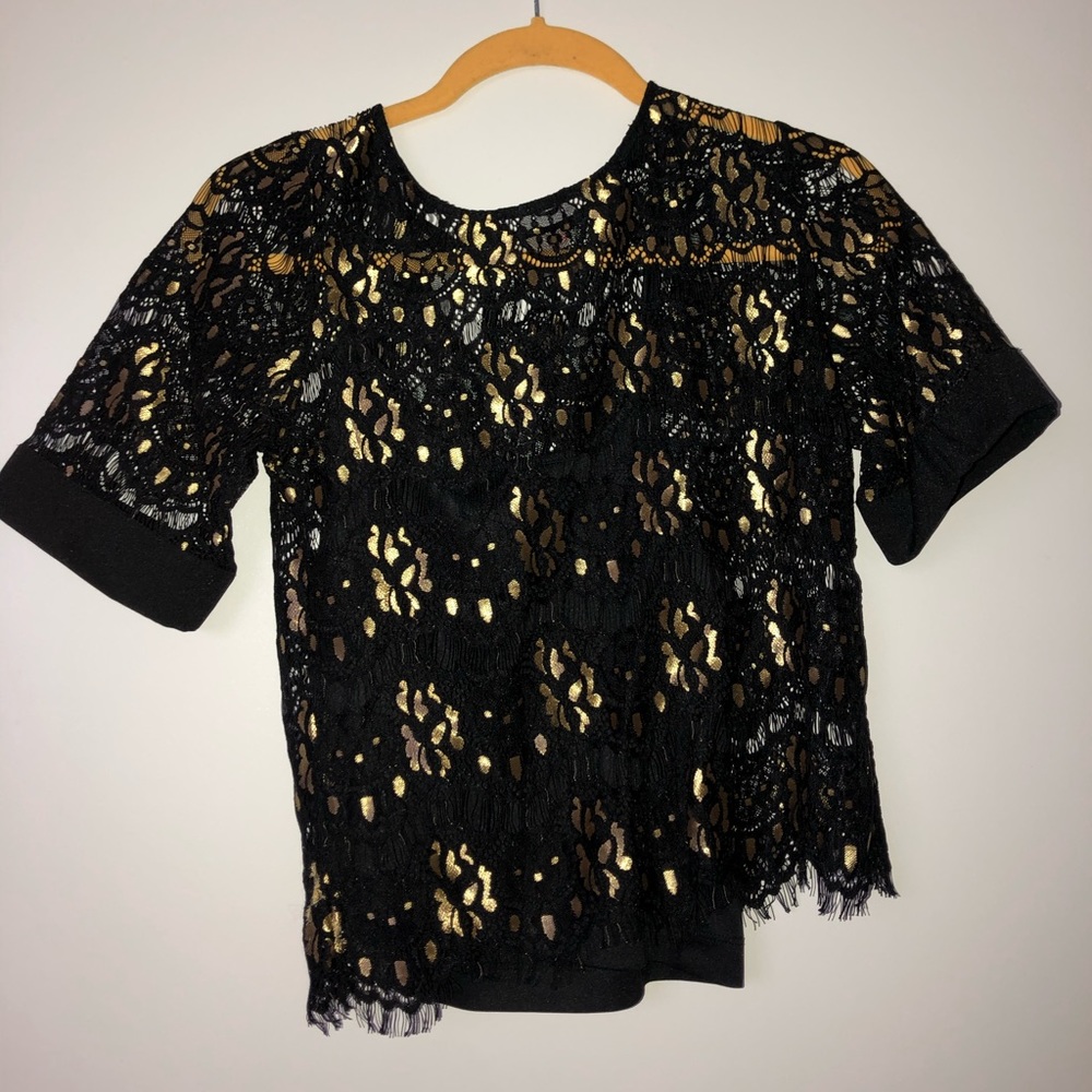 Black and gold shirt sleeves blouse